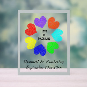 Rainbow Hearts Wedding der interrassischen Liebe Acrylschild