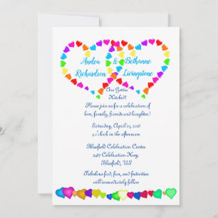 Rainbow Hearts Wedding Einladung