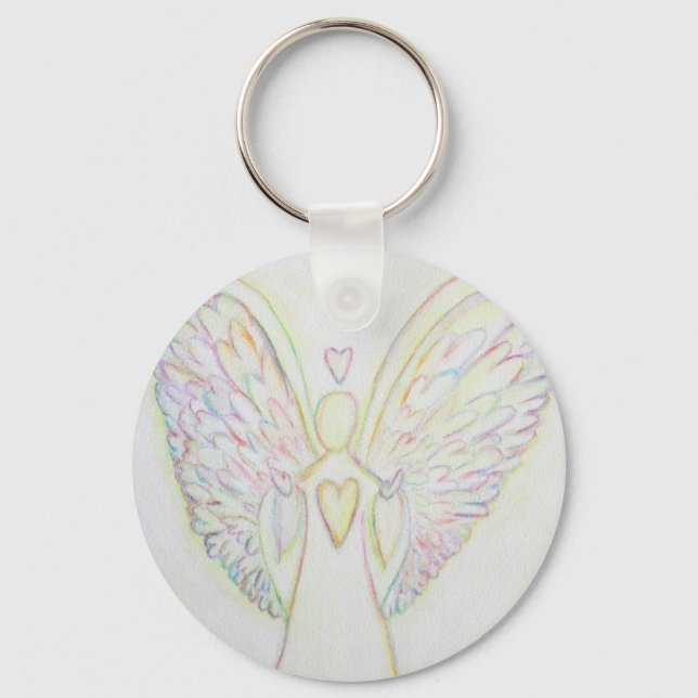 Rainbow Hearts White Light Angel Schlüsselanhänger (Vorderseite)