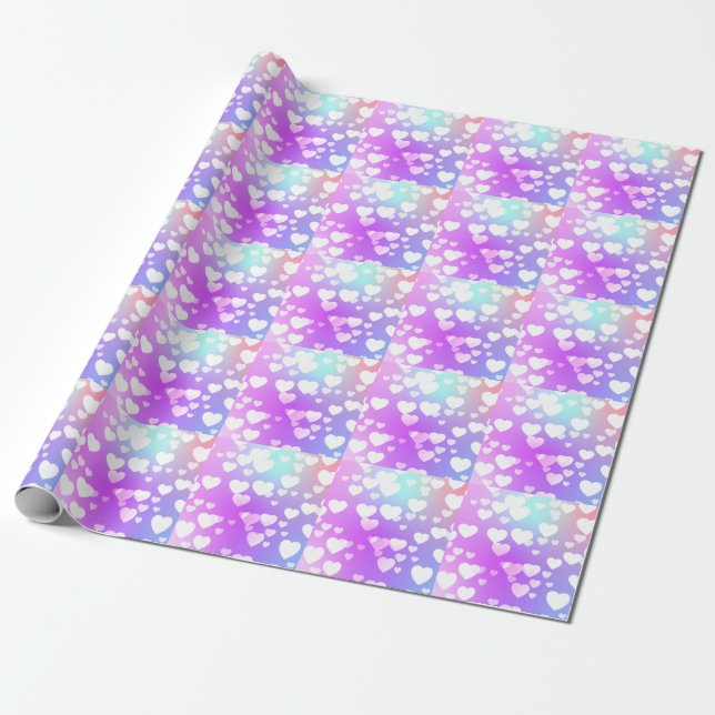 Rainbow Hearts Wrapping Paper Geschenkpapier (Ungerollt)