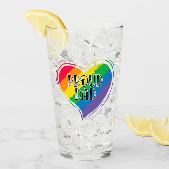 Rainbow Heft Flag Proud Vater LGBT Gay Pride Monat Glas (Vorderseite Ice)