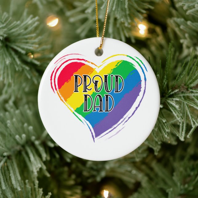 Rainbow Heft Flag Proud Vater LGBT Gay Pride Monat Keramik Ornament (Baum)