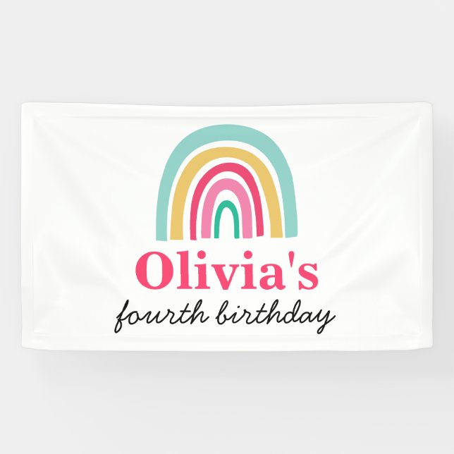Rainbow Helle Farben Geburtstagsparty Banner (Horizontal)