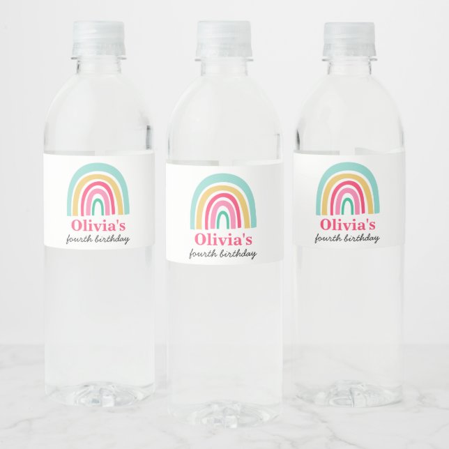 Rainbow Helle Farben Geburtstagsparty Wasserflaschenetikett (Flaschen)