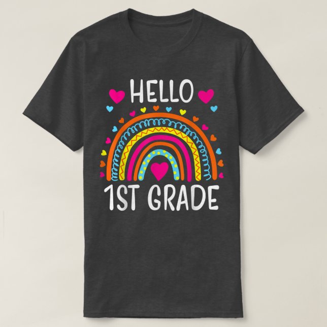 Rainbow Hello 1st Grade Back To School Teacher Stu T-Shirt (Design vorne)