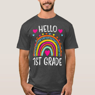 Rainbow Hello 1st Grade Back To School Teacher Stu T-Shirt