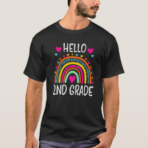 Rainbow Hello 2nd Grade Back To School Teacher Stu T-Shirt