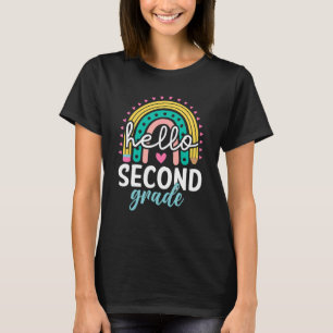 Rainbow Hello 2nd Grade Back To School Teacher Stu T-Shirt