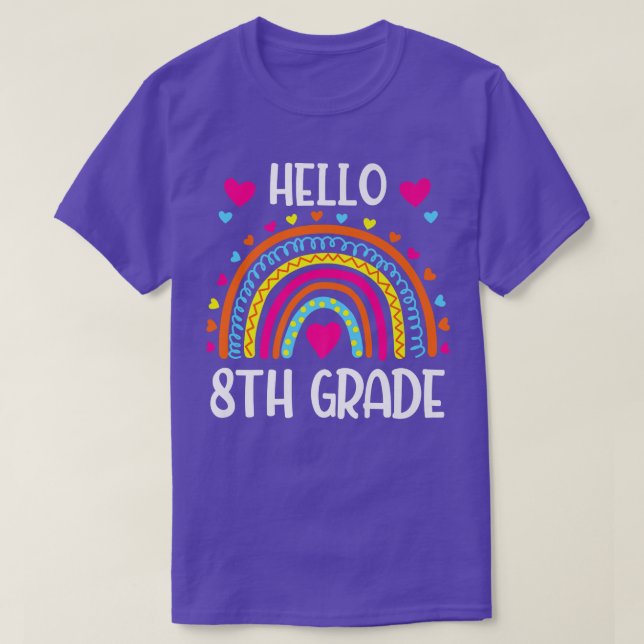 Rainbow Hello Aachte Grade Shirt 8. Klasse Zurück (Design vorne)