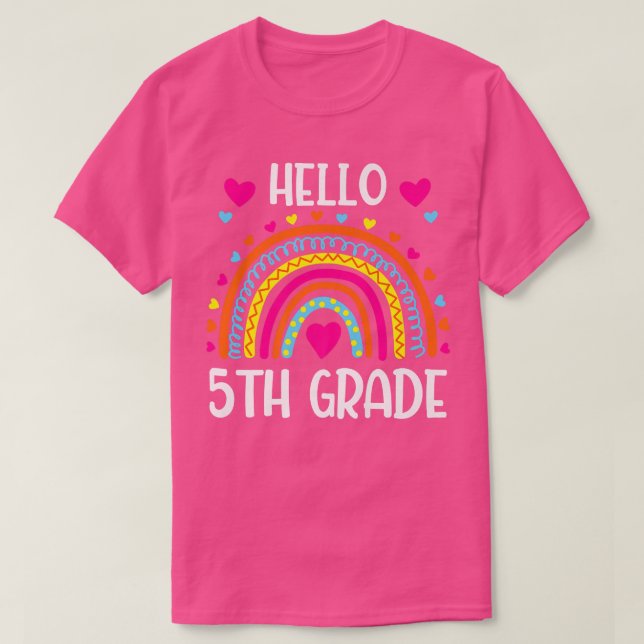 Rainbow Hello Fifth Grade Shirt 5. Klasse Zurück  (Design vorne)