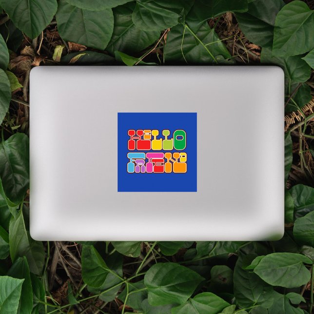 Rainbow Hello Friend Retro Aufkleber (Von Creator hochgeladen)