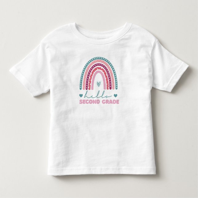 Rainbow Hello Second Grade Kleinkind T-shirt (Vorderseite)