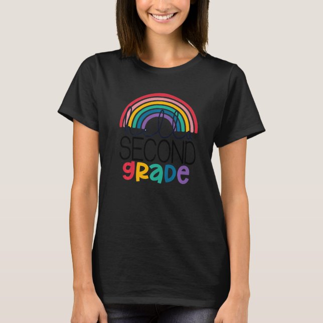 Rainbow Hello Second Grade Zurück nach Schoo T-Shirt (Vorderseite)