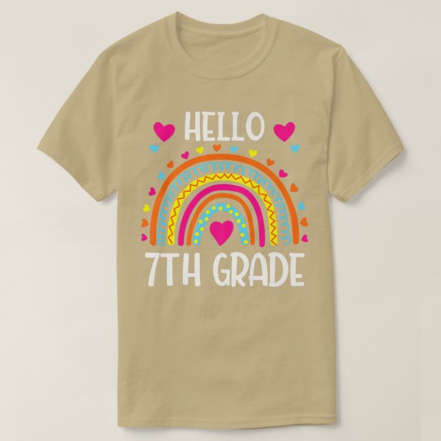 Rainbow Hello Sieben Grade Shirt 7. Klasse Zurück  (Design vorne)