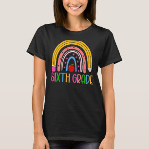 Rainbow Hello Sixth 6th Grade Teacher Erster Tag T-Shirt