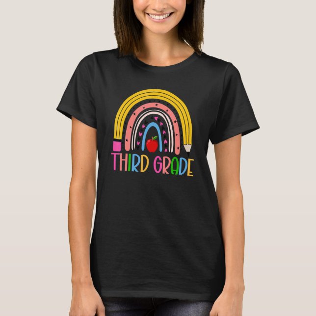 Rainbow Hello Third Grade Teacher First Day T-Shirt (Vorderseite)