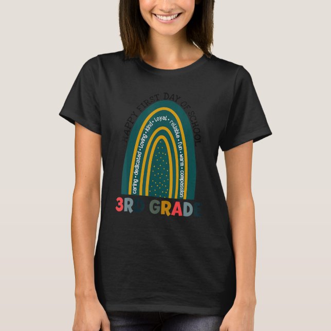 Rainbow Hello Third Grade Teacher First Day T-Shirt (Vorderseite)