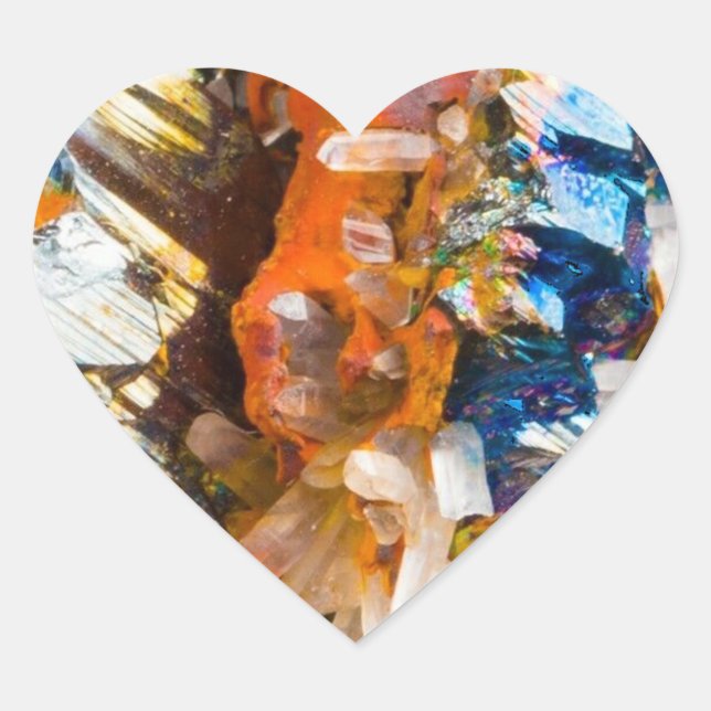 Rainbow Hematite Crystal Herz-Aufkleber (Vorderseite)