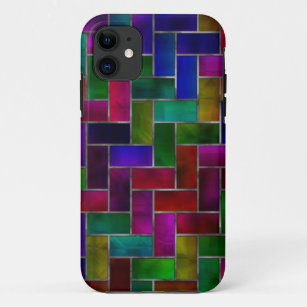 Rainbow Herringbone Brick Glasfenster iPhone 11 Hülle