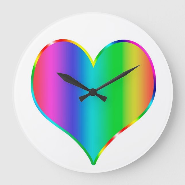 Rainbow-Herz Große Wanduhr (Vorderseite)