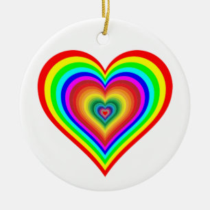 Rainbow-Herz Keramikornament