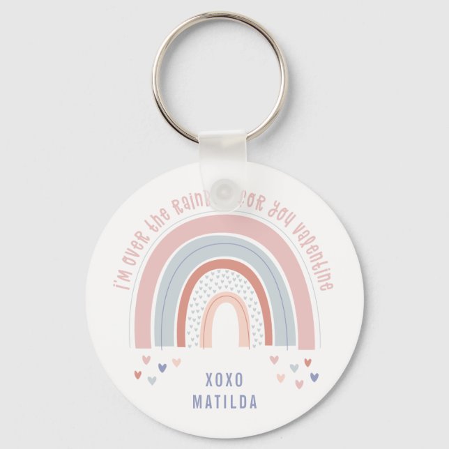 Rainbow-Herz niedliches Klassenzimmer Valentingesc Schlüsselanhänger (Vorderseite)