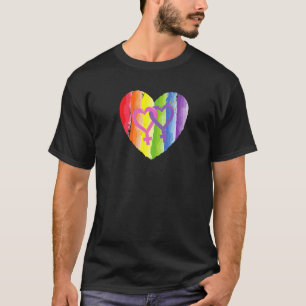 RAINBOW HERZ PRIDE FLAG SIE GAY COUPLE LESBIAN PA T-Shirt