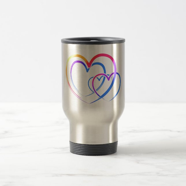 Rainbow-Herz Reisebecher (Mittel)