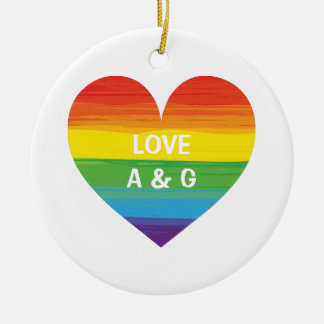 Rainbow-Herz - Text anpassen Keramik Ornament