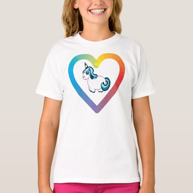 Rainbow-Herz-Unicorn Baby T-shirt (Vorderseite)