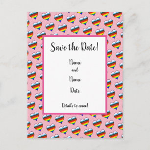 Rainbow-Herzmuster Save the Date Postkarte