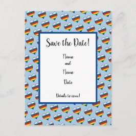 Rainbow-Herzmuster Save the Date Postkarte