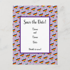 Rainbow-Herzmuster Save the Date Postkarte