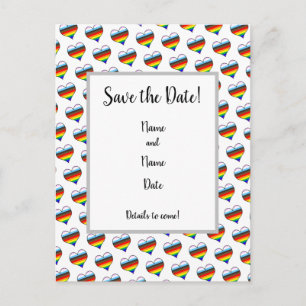 Rainbow-Herzmuster Save the Date Postkarte