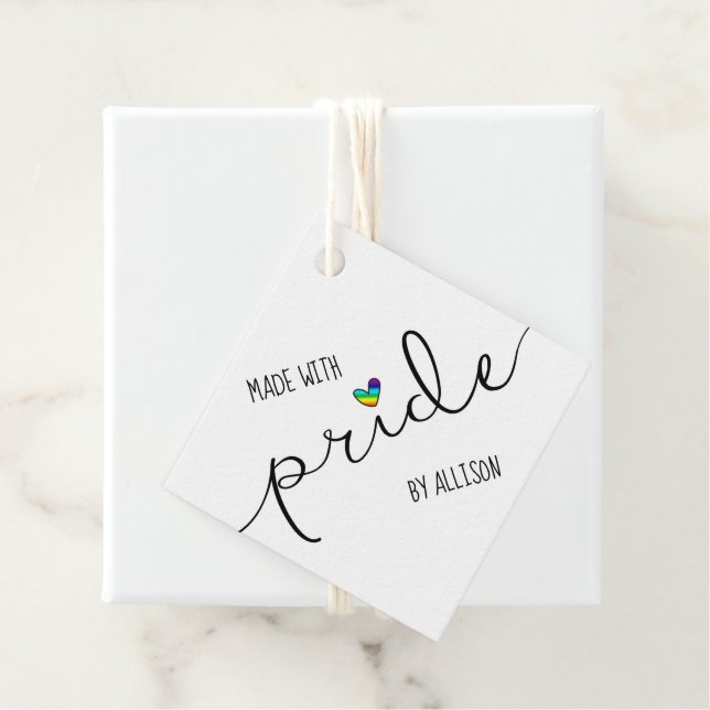 Rainbow Herztypografie aus Pride-Geschenketiketten Geschenkanhänger (Beispiel)