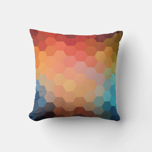Rainbow Hexagon Zickzack Muster 2 Kissen (Vorderseite)