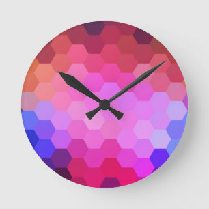 Rainbow Hexagon Zickzack Muster Runde Wanduhr