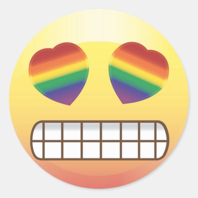 Rainbow Heye Eyes Happy Emoji Face Sticker (Vorderseite)