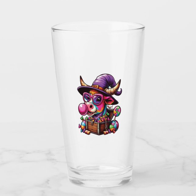 Rainbow Highland Cow Halloween Glas (Vorderseite)