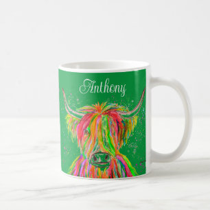 Rainbow Highland Kuh Aquarellon Natur Zuchtbetrieb Kaffeetasse