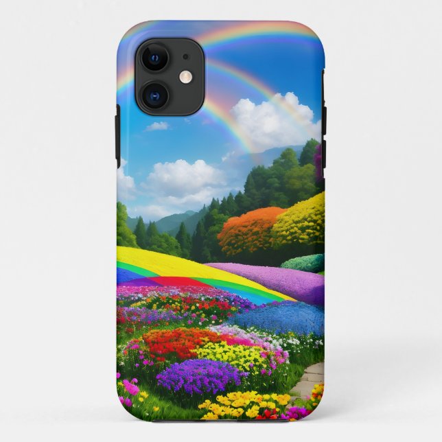 Rainbow Hills and Blume Zwei Case-Mate iPhone Hülle (Rückseite)