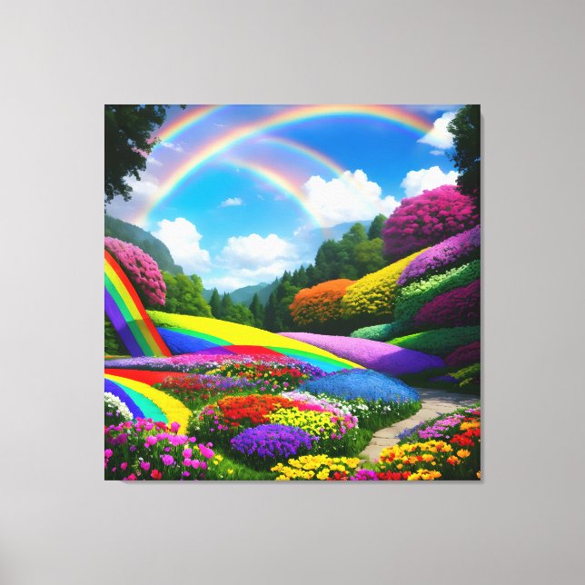 Rainbow Hills and Blume Zwei Leinwanddruck (Vorderseite)