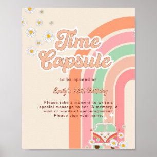 Rainbow Hippie 70's 1. Geburtstag Time Kapselunter Poster