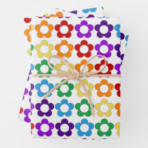Rainbow-Hippie-Blume Geschenkpapier Set