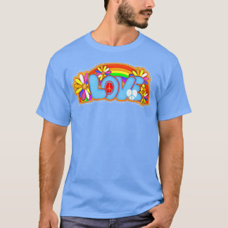 Rainbow Hippie Liebe Typografie T-Shirt