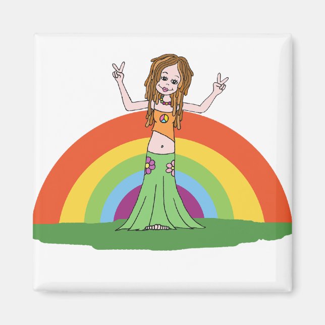 Rainbow Hippie Magnet (Vorne)