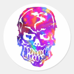 Rainbow Hippie Skull Runder Aufkleber