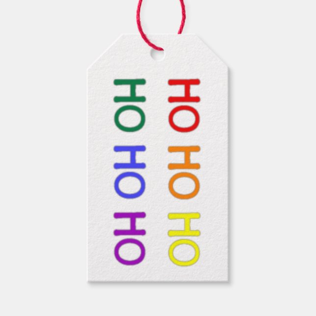 Rainbow Ho Ho Ho Gift Tag Geschenkanhänger (Vorderseite)