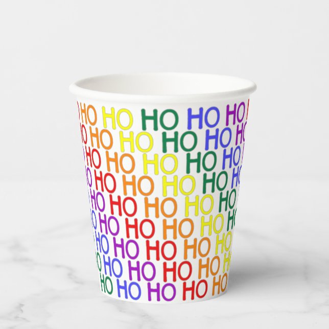 Rainbow Ho Ho Ho Muster Paper Cup Pappbecher (Vorderseite)