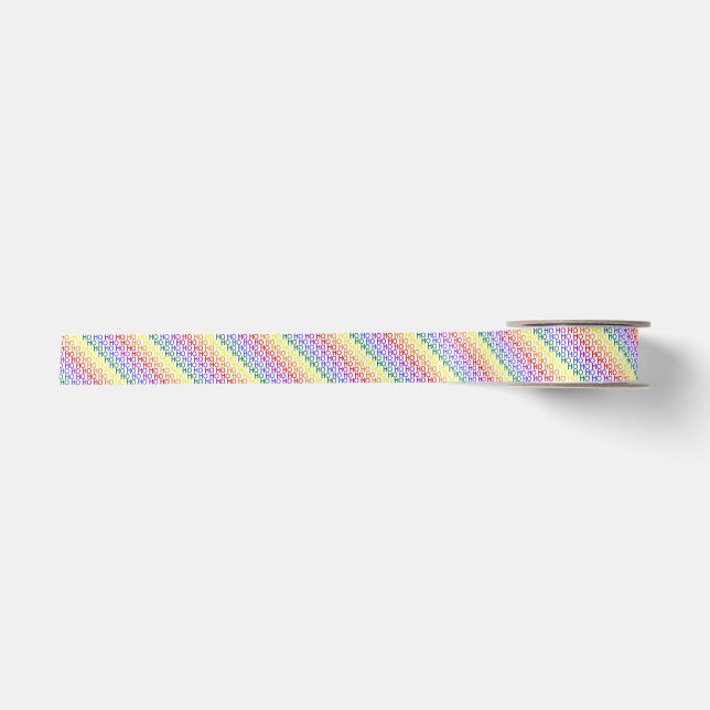Rainbow Ho Ho Ho Pattern Ribbon Satinband (Vorderseite)